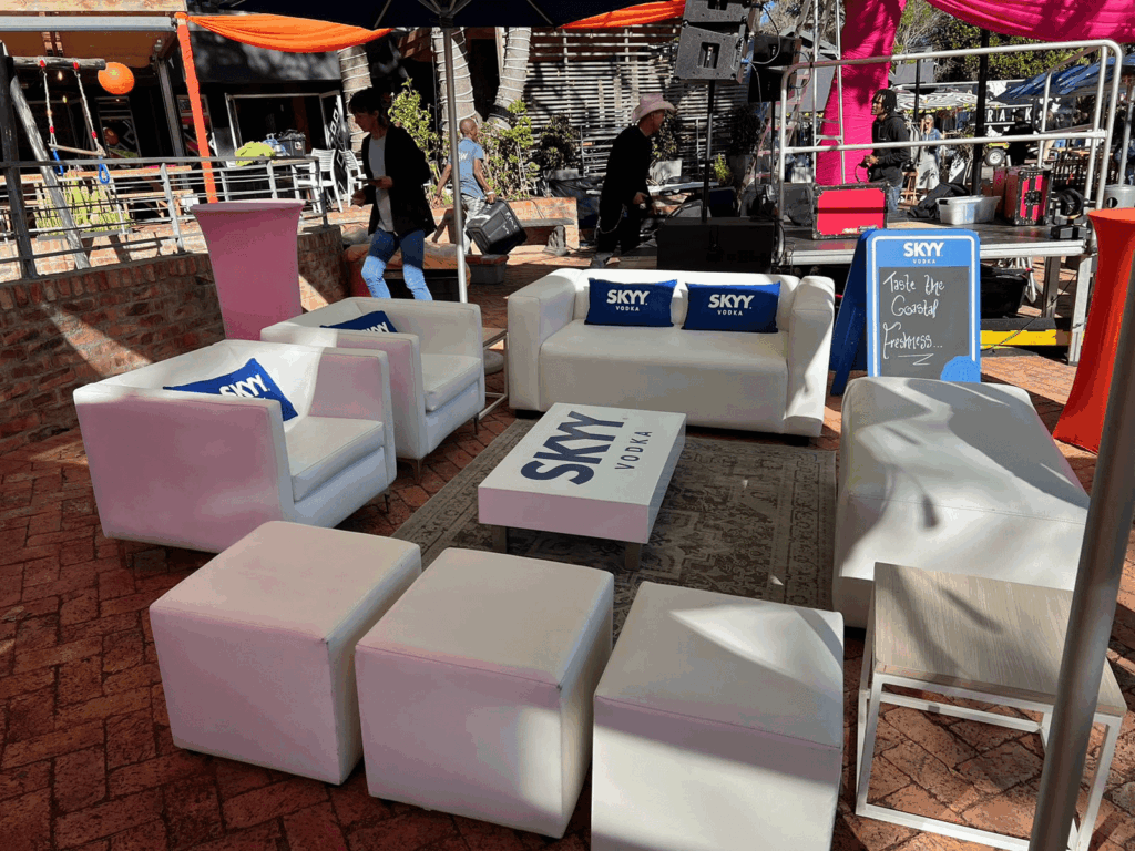 Mardi Gras Event / Complete Lounge Setup / Customised branding